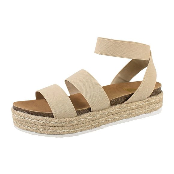 Beige Espadrille Platform Gladiator Sandal {Yoki} - Picture 4 of 4